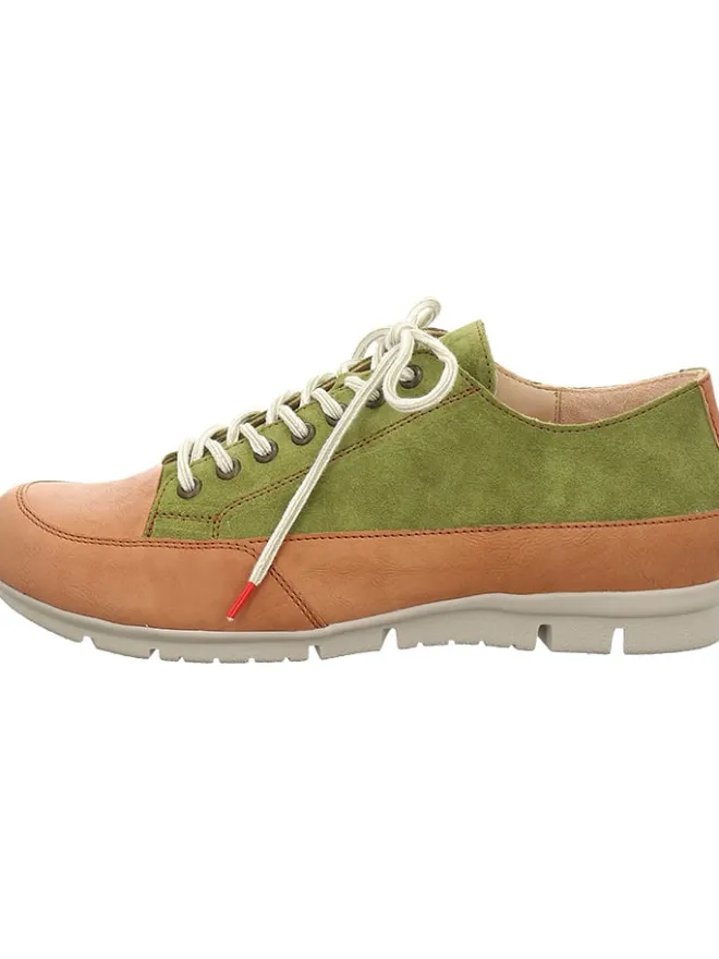 Leder-Schnürschuhe "King" in Grün/ Hellbraun>Think! New