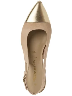 Leder-Slingballerinas in Beige><noscript><img width=