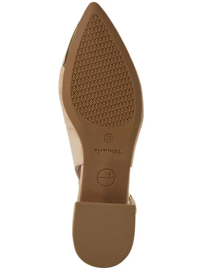 Leder-Slingballerinas in Beige>Tamaris Sale