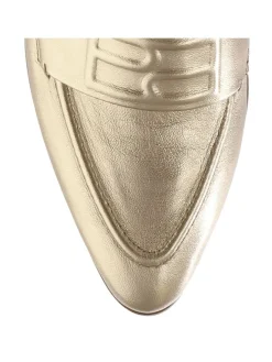 Leder-Slingballerinas in Gold><noscript><img width=
