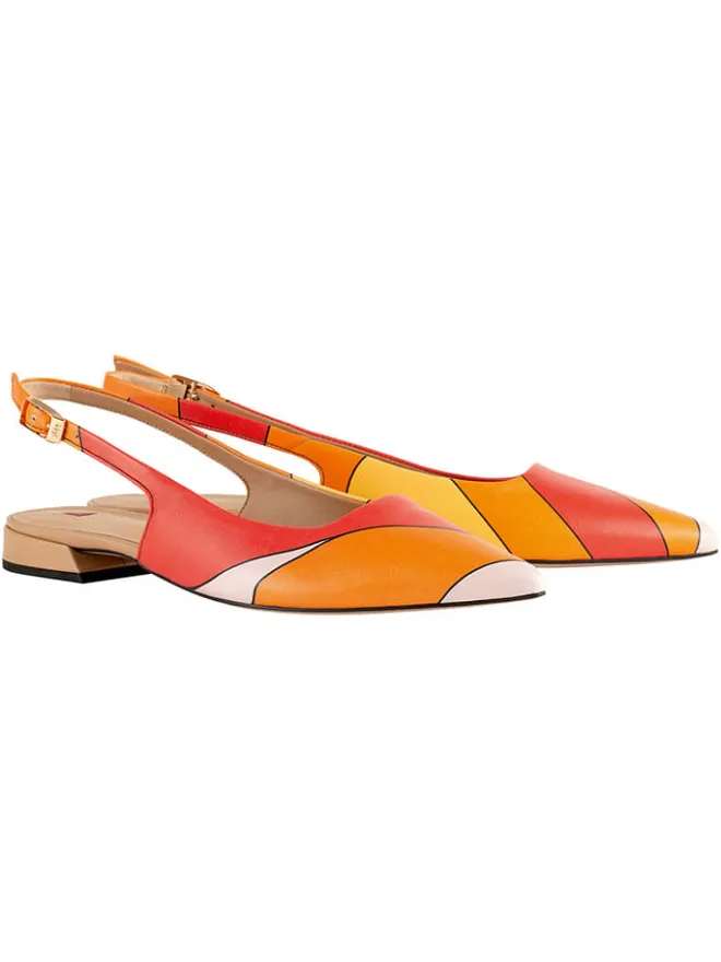 Leder-Slingballerinas in Rot/ Orange>Högl Discount