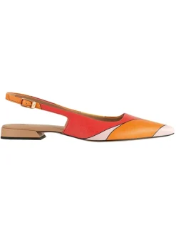 Leder-Slingballerinas in Rot/ Orange>Högl Discount