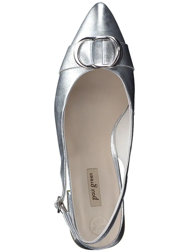 Paul Green Sandalen^Leder-Slingballerinas in Silber