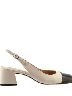 Högl Pumps^Leder-Slingpumps in Creme/ Schwarz