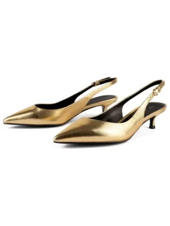 Leder-Slingpumps in Gold>loft37 Sale