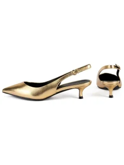 Leder-Slingpumps in Gold><noscript><img width=