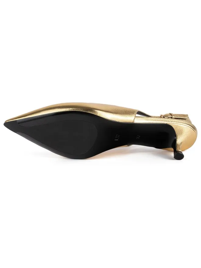 Leder-Slingpumps in Gold>loft37 Sale