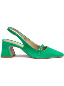 Leder-Slingpumps in Grün><noscript><img width=