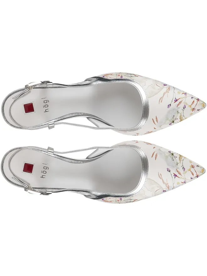 Leder-Slingpumps in Weiß/ Silber>Högl Sale