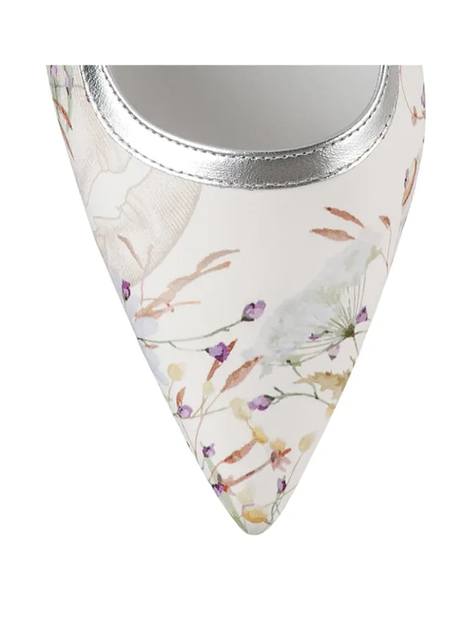 Leder-Slingpumps in Weiß/ Silber>Högl Sale