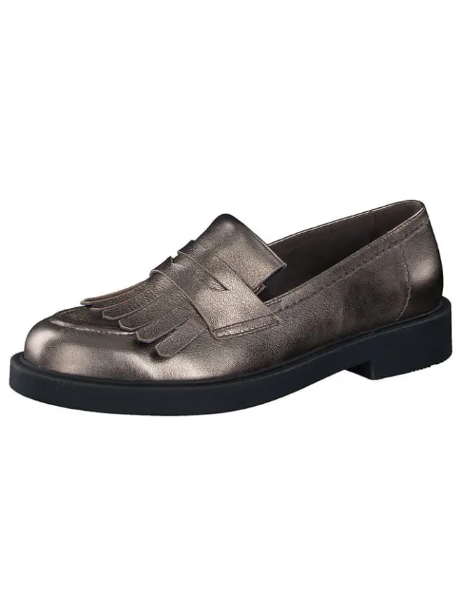 Paul Green Halbschuhe^Leder-Slipper in Braun/ Gold
