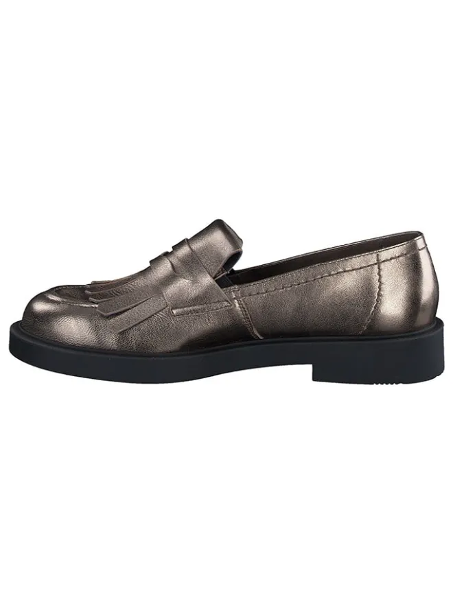 Paul Green Halbschuhe^Leder-Slipper in Braun/ Gold
