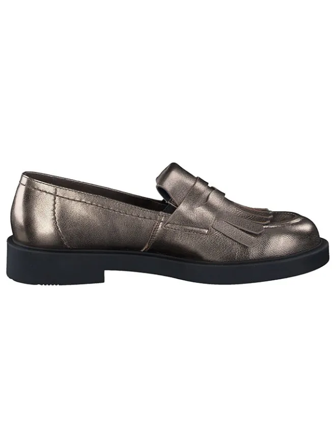 Paul Green Halbschuhe^Leder-Slipper in Braun/ Gold