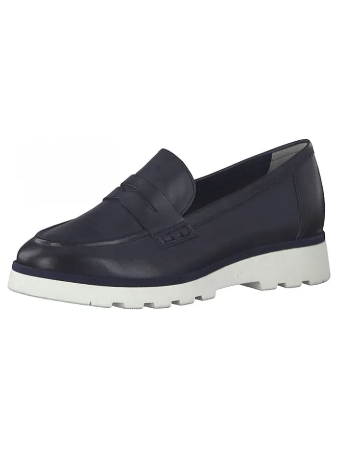 Marco Tozzi Halbschuhe^Leder-Slipper in Dunkelblau