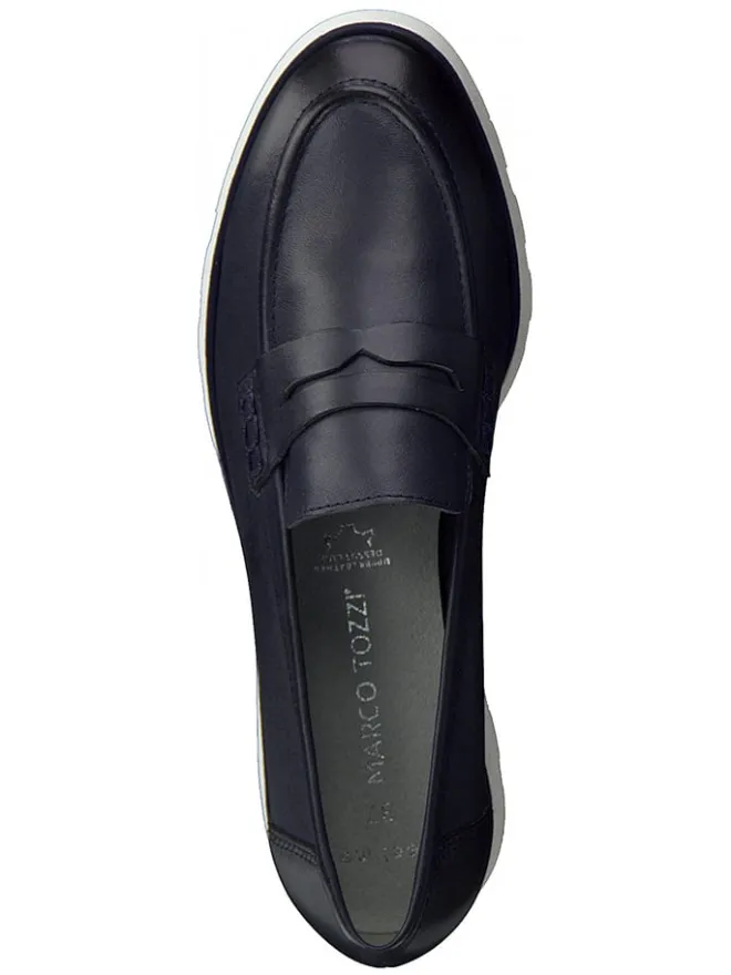 Marco Tozzi Halbschuhe^Leder-Slipper in Dunkelblau