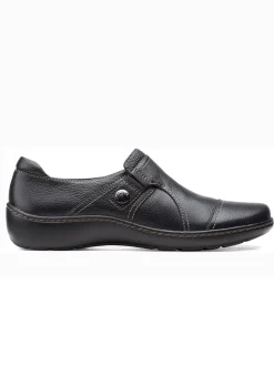 Clarks Halbschuhe^Leder-Slipper in Schwarz