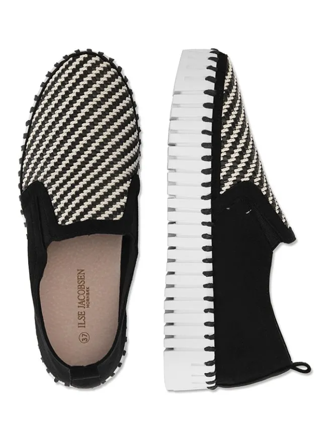 Ilse Jacobsen Halbschuhe^Leder-Slipper in Schwarz/ Creme