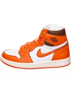 Leder-Sneaker ''1 Retro High'' in Weiß/ Orange>Air Jordan Hot