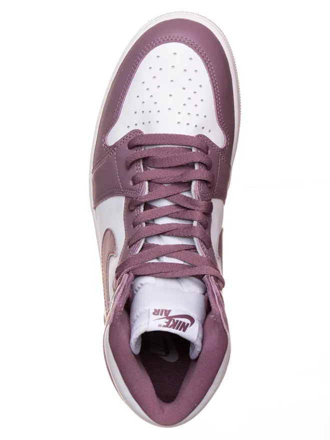 Leder-Sneakers "Air Jordan 1 Retro High" in Weiß/ Lila>Nike Hot