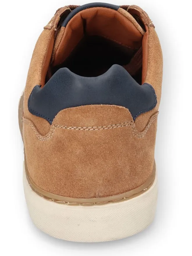 Camel Active Schnürschuhe^Leder-Sneakers "Bayland" in Hellbraun/ Dunkelblau