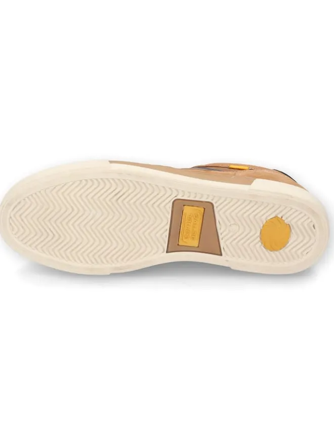 Camel Active Schnürschuhe^Leder-Sneakers "Bayland" in Hellbraun/ Dunkelblau