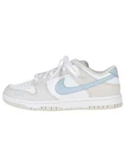 Leder-Sneakers "Dunk Low" in Weiß/ Grau/ Hellblau>Nike Outlet