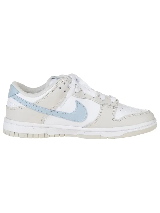 Leder-Sneakers "Dunk Low" in Weiß/ Grau/ Hellblau>Nike Outlet