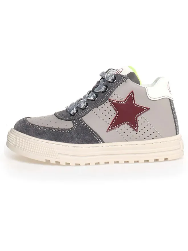 Leder-Sneakers "Hess" in Grau/ Anthrazit>Naturino Hot