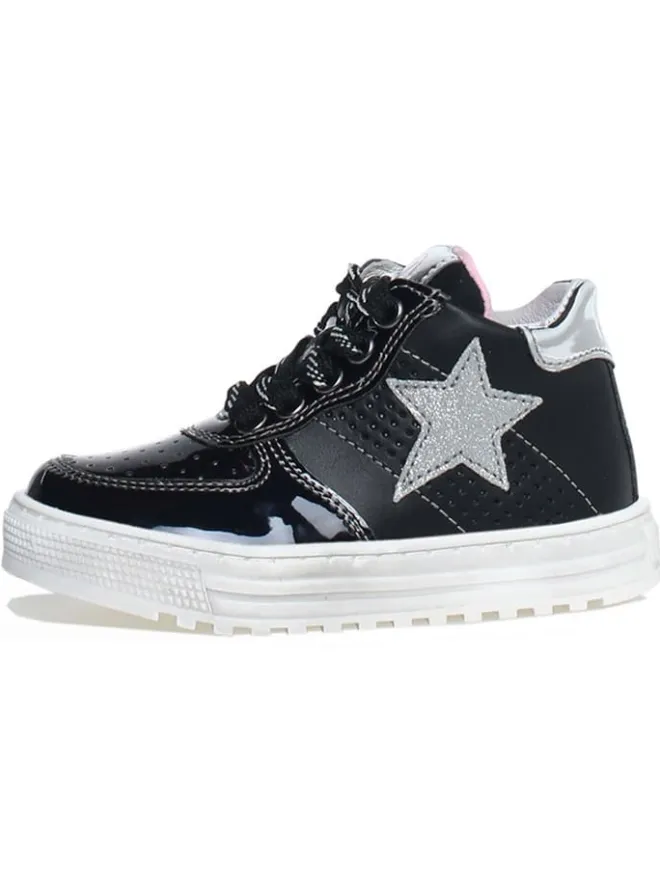 Leder-Sneakers "Hess" in Schwarz/ Rosa>Naturino