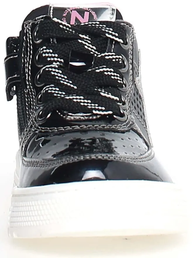 Leder-Sneakers "Hess" in Schwarz/ Rosa>Naturino