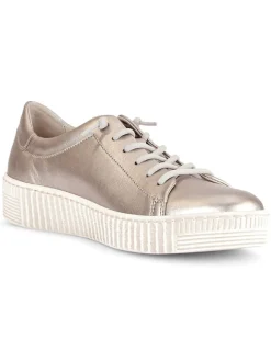 Leder-Sneakers in Beige><noscript><img width=