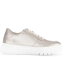 Leder-Sneakers in Beige><noscript><img width=