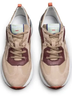 Leder-Sneakers in Beige/ Bordeaux><noscript><img width=