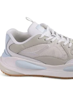 Leder-Sneakers in Beige/ Hellblau><noscript><img width=