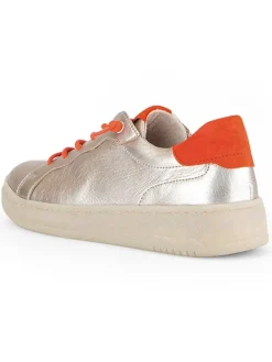Leder-Sneakers in Beige/ Orange><noscript><img width=