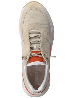 Leder-Sneakers in Beige/ Orange><noscript><img width=