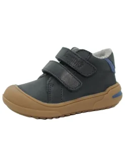 Leder-Sneakers in Dunkelblau>lamino