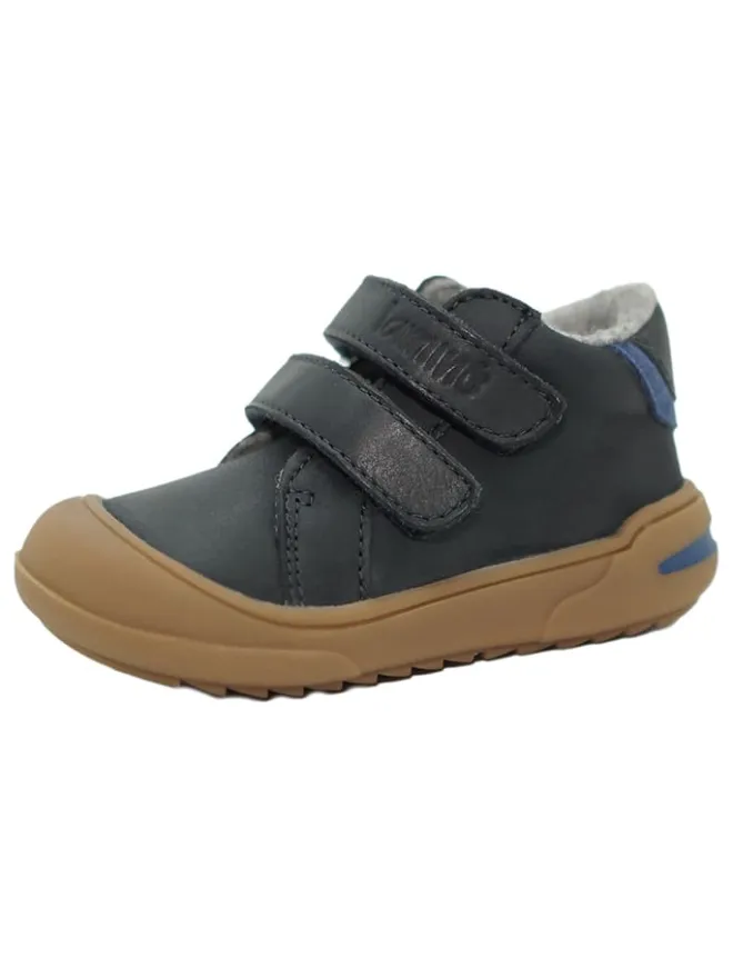 Leder-Sneakers in Dunkelblau>lamino