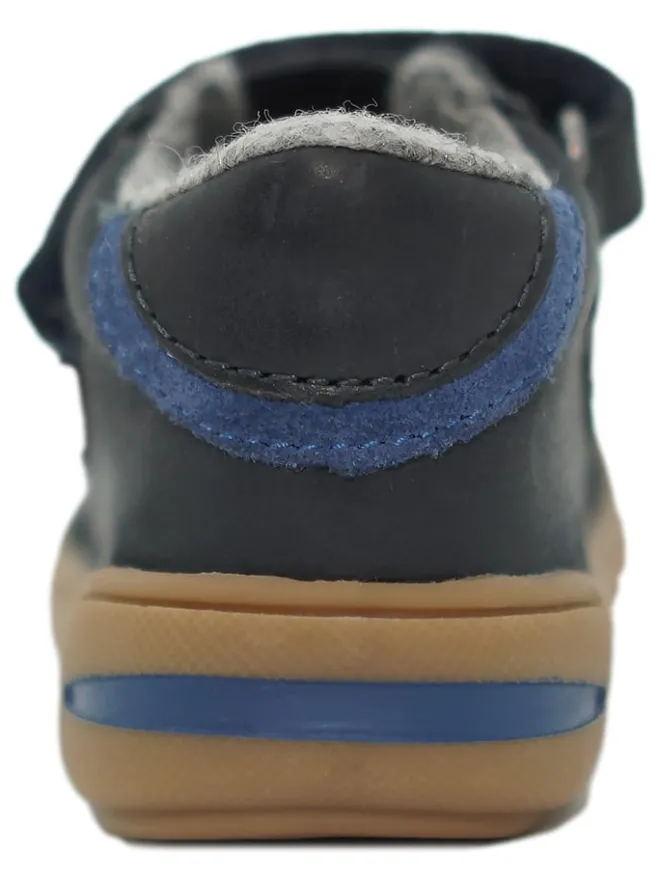 Leder-Sneakers in Dunkelblau>lamino