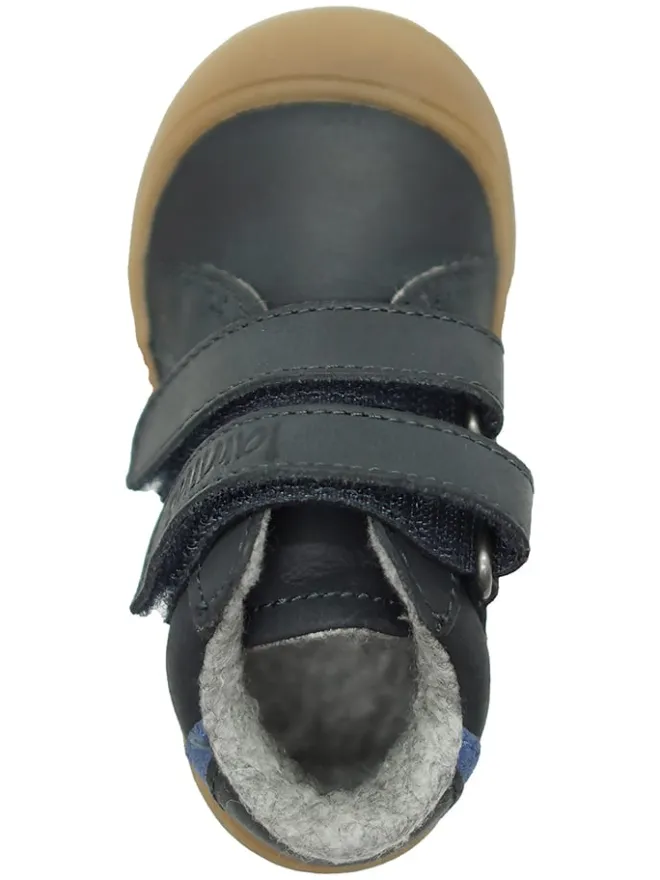 Leder-Sneakers in Dunkelblau>lamino