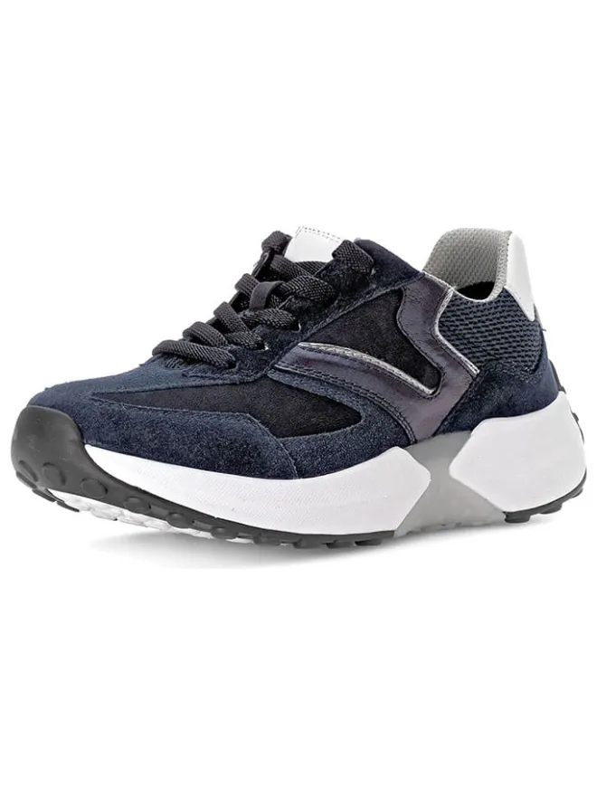 Leder-Sneakers in Dunkelblau>Gabor