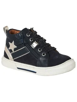 vertbaudet Sneakers·Sneakers High^Leder-Sneakers in Dunkelblau/ Schwarz/ Silber