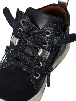vertbaudet Sneakers·Sneakers High^Leder-Sneakers in Dunkelblau/ Schwarz/ Silber
