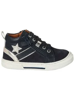 vertbaudet Sneakers·Sneakers High^Leder-Sneakers in Dunkelblau/ Schwarz/ Silber