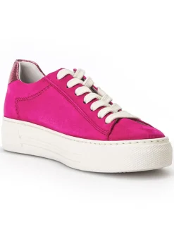 Leder-Sneakers in Fuchsia><noscript><img width=