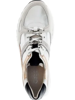 Gabor Schnürschuhe^Leder-Sneakers in Grau/ Beige/ Silber