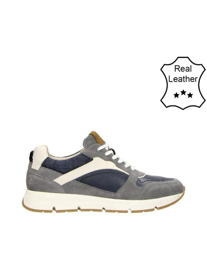 Bullboxer Sneakers^Leder-Sneakers in Grau/ Dunkelblau