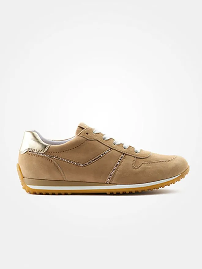 Paul Green Schnürschuhe^Leder-Sneakers in Hellbraun