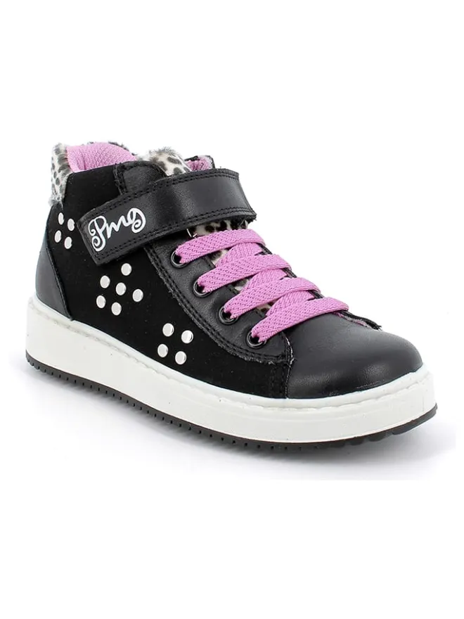 Leder-Sneakers in Schwarz/ Rosa>Primigi