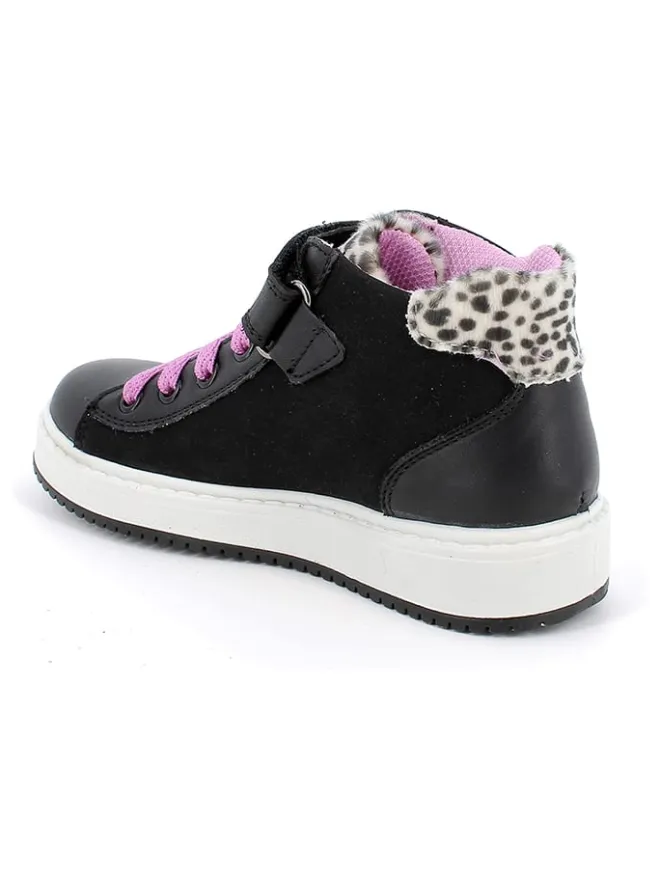 Leder-Sneakers in Schwarz/ Rosa>Primigi